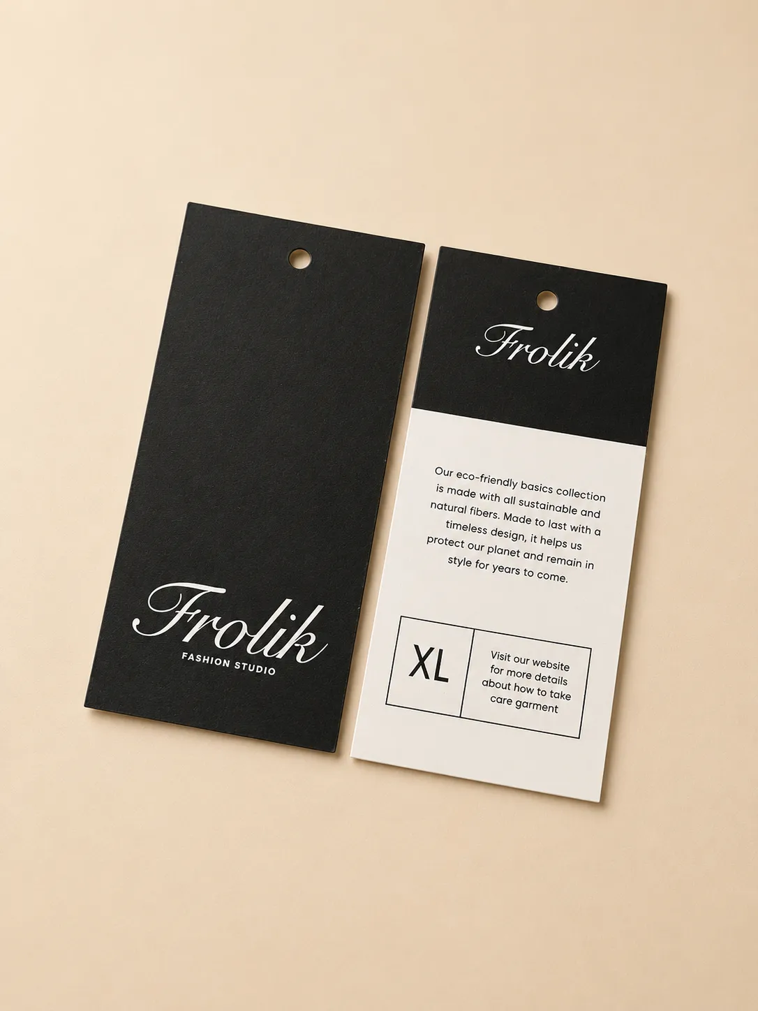Layered branded hang tag with printed logo