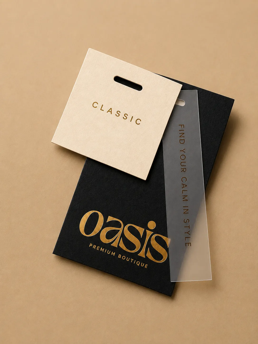 Layered branded hang tag with printed logo
